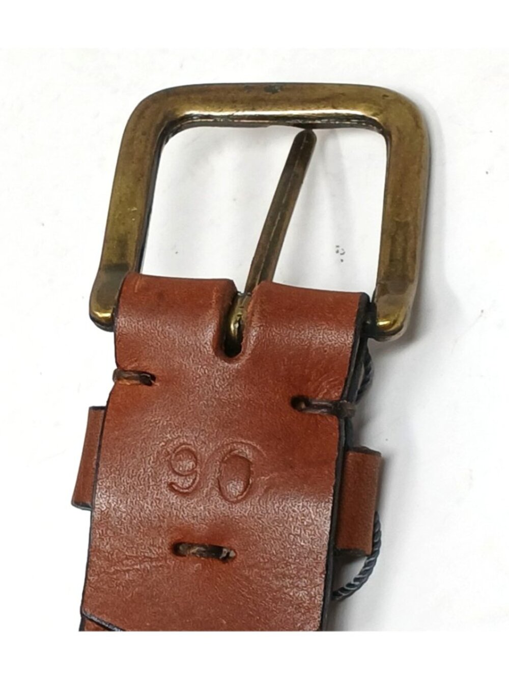 Gaucho Brown Leather Belt 90 cm Sz 35 Embroidered Western Tribal w/Buckle #D35H - Picture 10 of 11